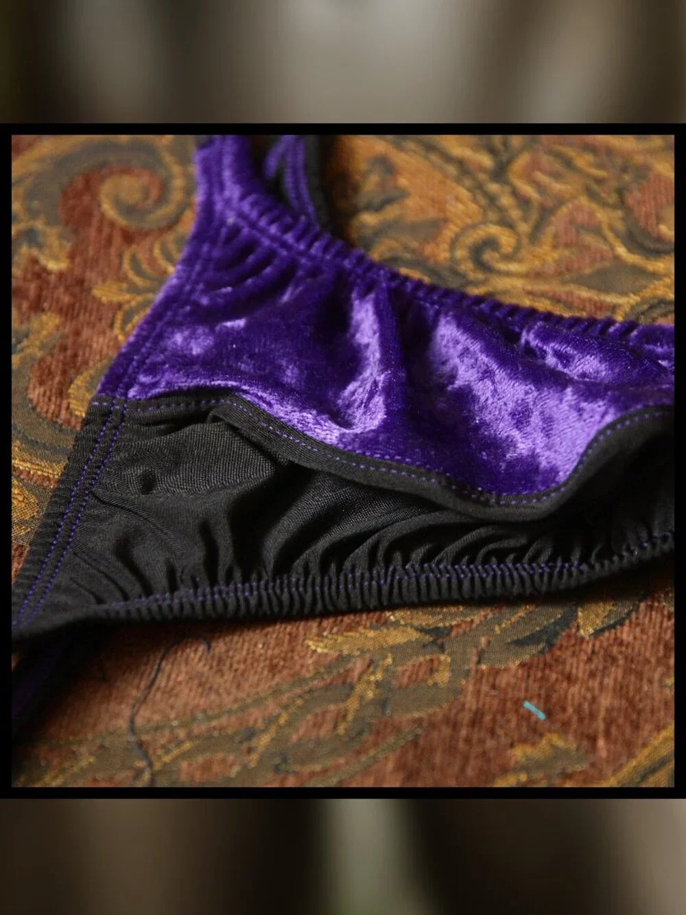 Mens Half Velvet Split Pouch Thin Sides Thong Handmade